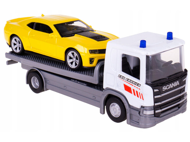 Welly odtahovka Scania P320 + Chevrolet Camaro 1:43